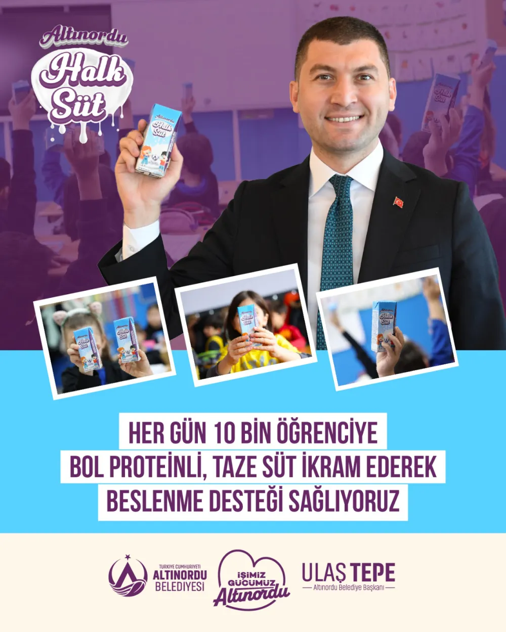 10 BİN ÖĞRENCİYE 1,6 MİLYON PAKET SÜT BESLENME DESTEĞİ SUNDUK