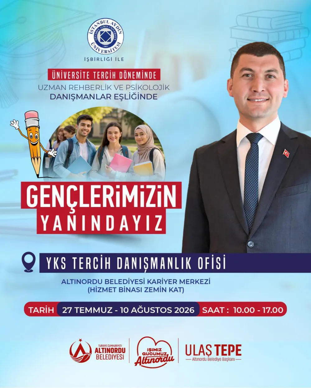 ALTINORDU BELEDİYESİ'NDEN ÜNİVERSİTE ADAYLARINA ÜCRETSİZ TERCİH DANIŞMANLIĞI