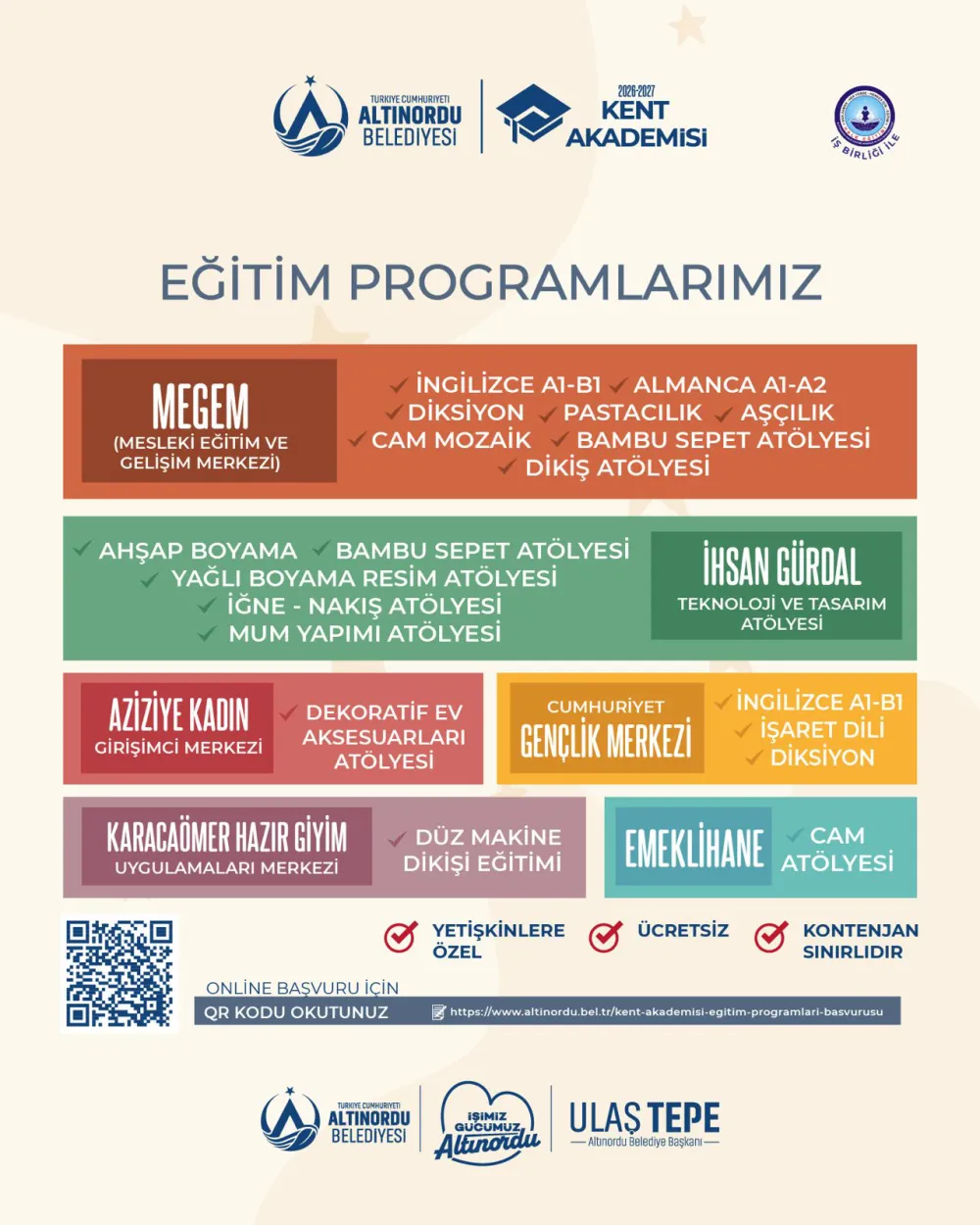 ALTINORDU KENT AKADEMİSİ’NDE YENİ DÖNEM KAYITLARI BAŞLADI