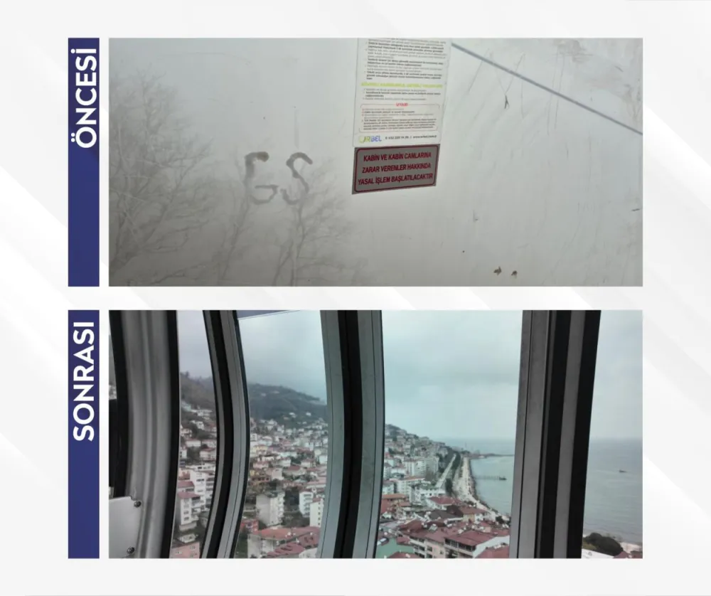 TELEFERİKTE KABİN CAMLARI YENİLENDİ