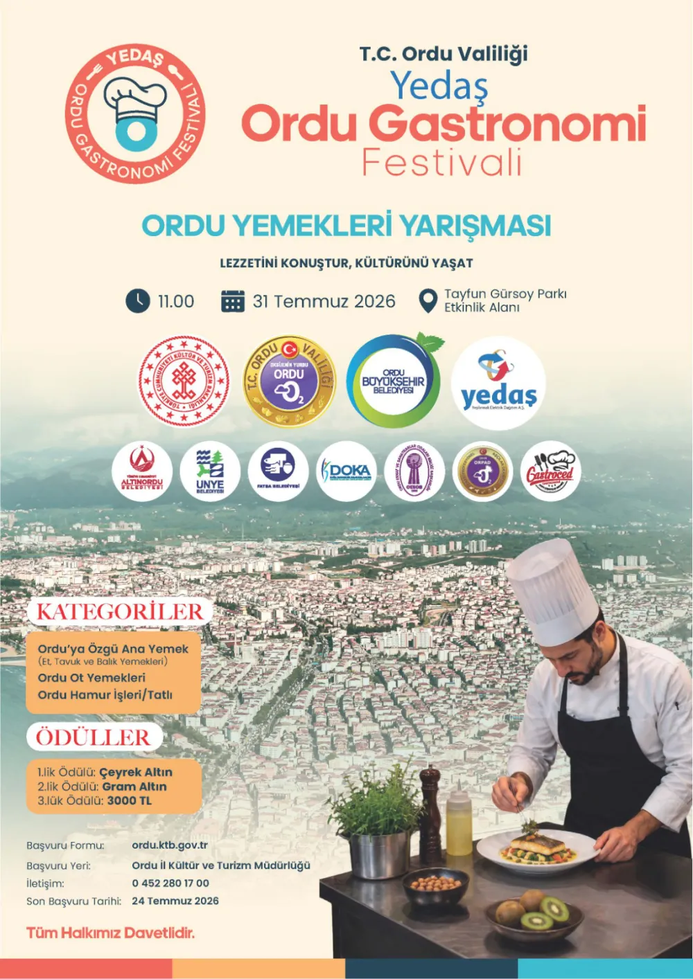 Ordu Gastronomi Festivali Yemek Yarışması İçin Başvurular Başladı